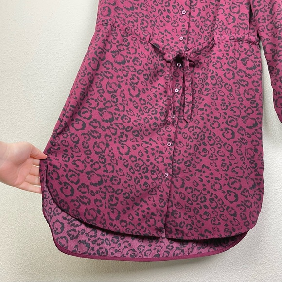 A New Day Women's Medium Long Sleeve Shirt Dress Animal Print Red Office Career - Picture 8 of 15